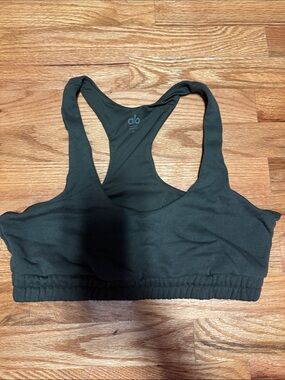 Alo Women’s Olive Green Scoop neck "Sweatshirt" Sports Bra